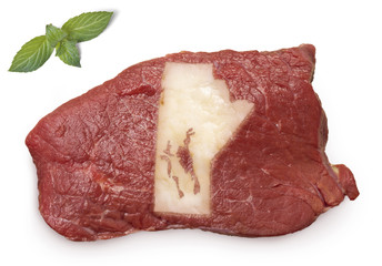 Roast beef meat and fat shaped as Manitoba.(series)