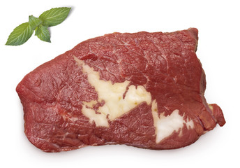 Roast beef meat and fat shaped as Newfoundland.(series)
