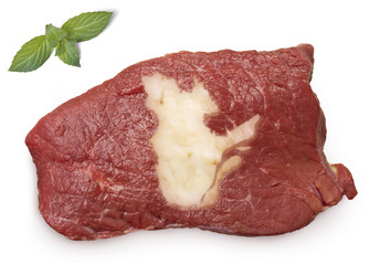 Roast beef meat and fat shaped as Quebec.(series)