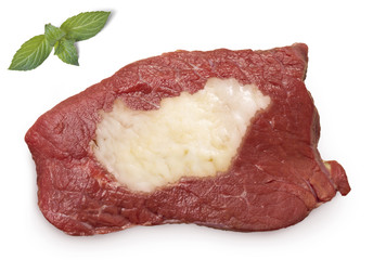 Roast beef meat and fat shaped as Hungary.(series)
