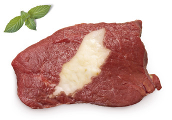 Roast beef meat and fat shaped as Isle of Man.(series)