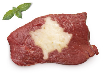 Roast beef meat and fat shaped as Kosovo.(series)