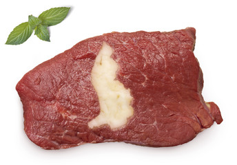 Roast beef meat and fat shaped as Lichtenstein.(series)