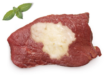Roast beef meat and fat shaped as Lithuania.(series)