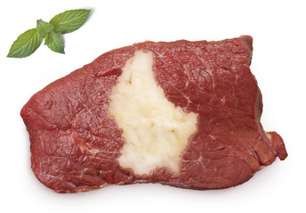 Roast beef meat and fat shaped as Luxembourg.(series)