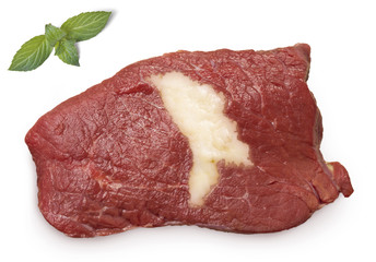 Roast beef meat and fat shaped as Moldava.(series)