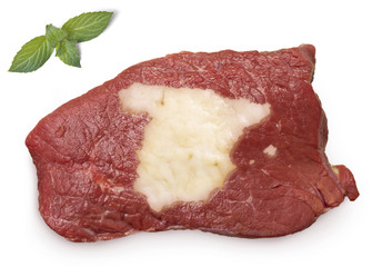 Roast beef meat and fat shaped as Spain.(series)