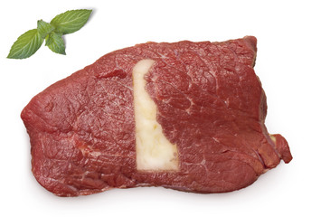 Roast beef meat and fat shaped as Delaware.(series)