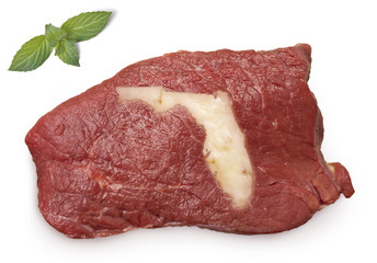Roast beef meat and fat shaped as Florida.(series)