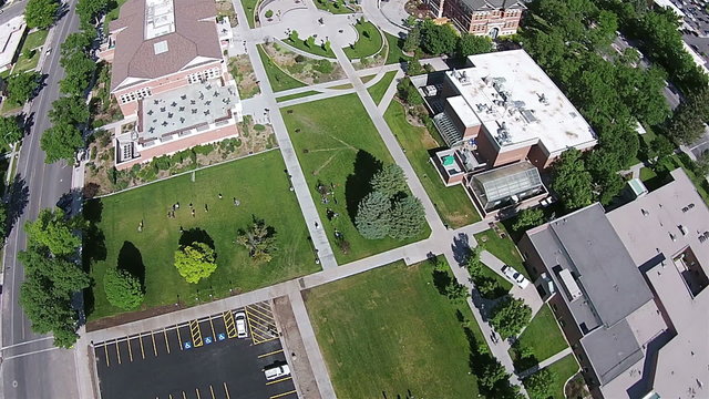 Aerial Snow College Ephraim Utah campus HD 093