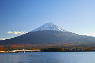 富士山と紅葉と河口湖