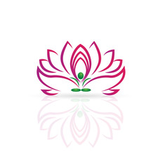 Logo of lotus flower and yoga man vector design