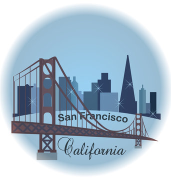 San Francisco California label logo icon sticker