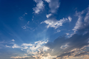 blue sky with cloud, beautiful sunset sky background