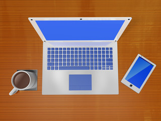 Laptop Coffee Mug and Smart phone