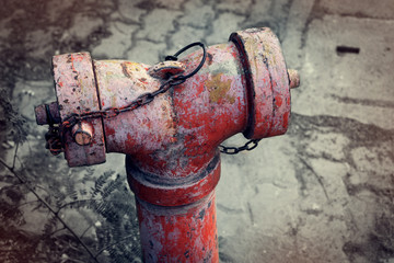 red old water pump for fire hydrant on street