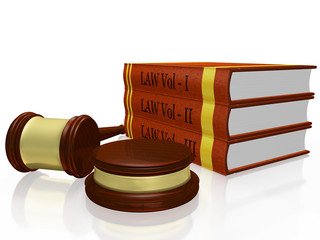 Law Books and Judge Gavel Mallet
