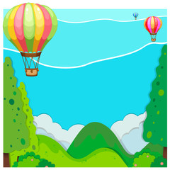 Nature scene with balloon over hills