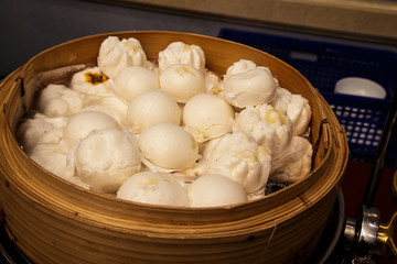Dim Sum in Bamboo Steamed Bowl