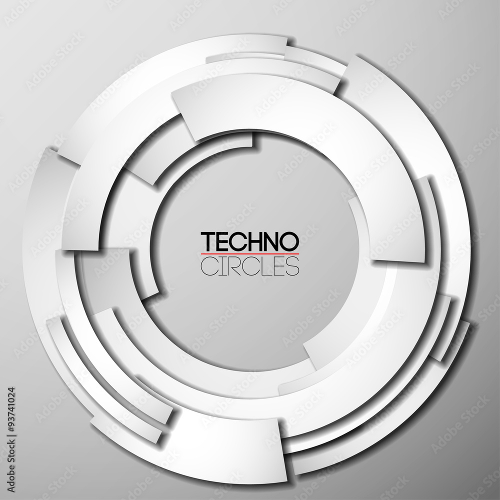 Aufkleber white paper tech circles with shadow