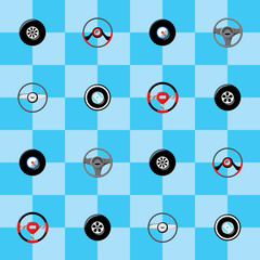 Automotive childish wallpaper with steering wheels