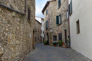 Fototapeta na wymiar A street in Radda in Chianti, Italy