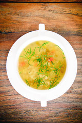 Vegetable Soup in a White Plate