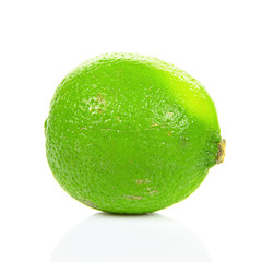 Fresh Green Lime on White Background