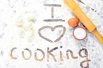 I Love Cooking Sign on Flour