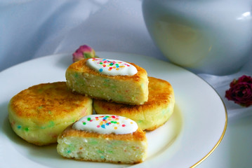Cheesecakes with Multi Colored Sprinkles.