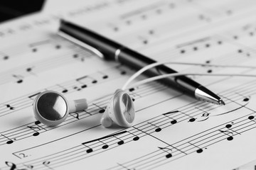 Sheet music with a number of accessories