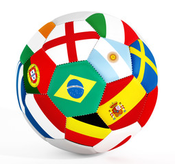 Obraz premium Soccer ball with country flags