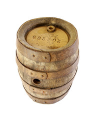 very old vintage oak wooden beer barrel in perfect condition