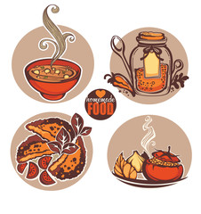 Homemade food, vector food illustration