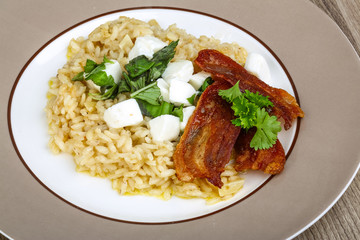 Risotto with mozzarella and bacon