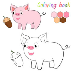 Coloring book pig kids layout for game 