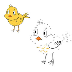 Connect the dots game chicken vector illustration