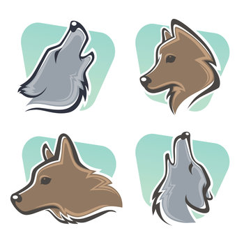 vector collection of wolf images and icons
