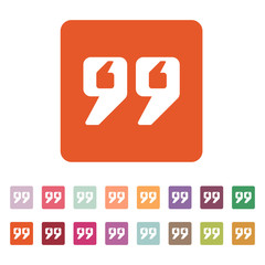 The quote icon. Quotation symbol. Flat