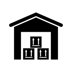 The warehouse icon. Storehouse and logistic symbol. Flat