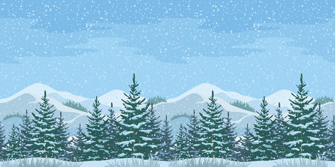 Seamless Christmas Winter Landscape