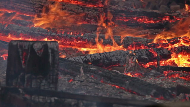 Fire burns in destroyed house P HD 9976