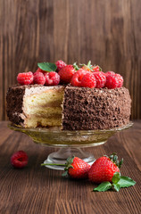 Chocolate cake with fresh berries
