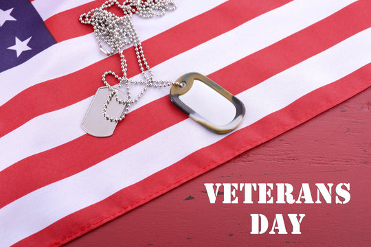 Veterans Day USA Flag With Dog Tags