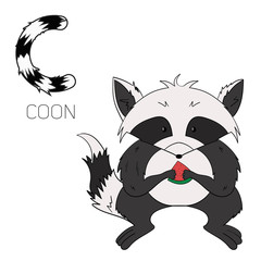Alphabet letter C coon children 
