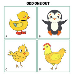 Odd one out child game vector illustration