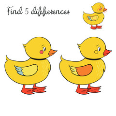 Find differences kids layout for game duck 