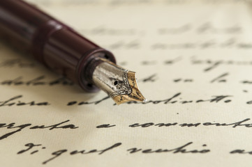 old fountain pen on manuscript