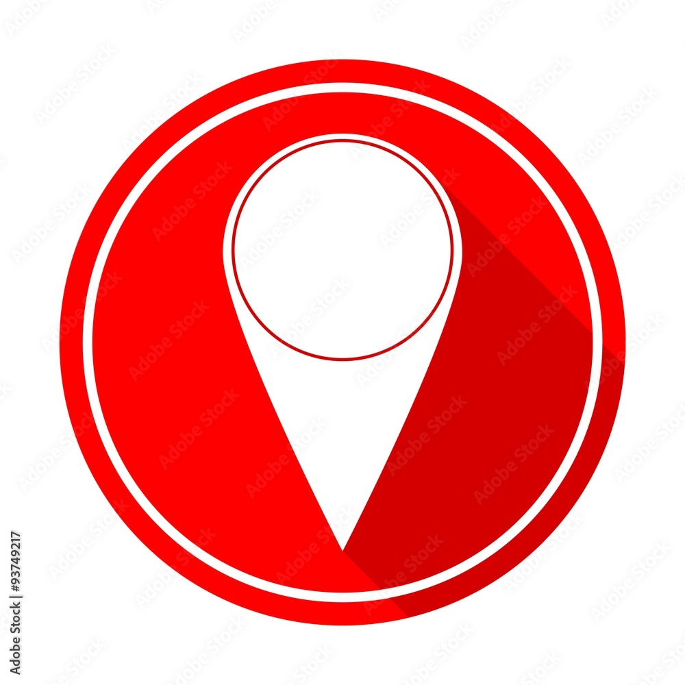 Poster map pointer icon with long shadow