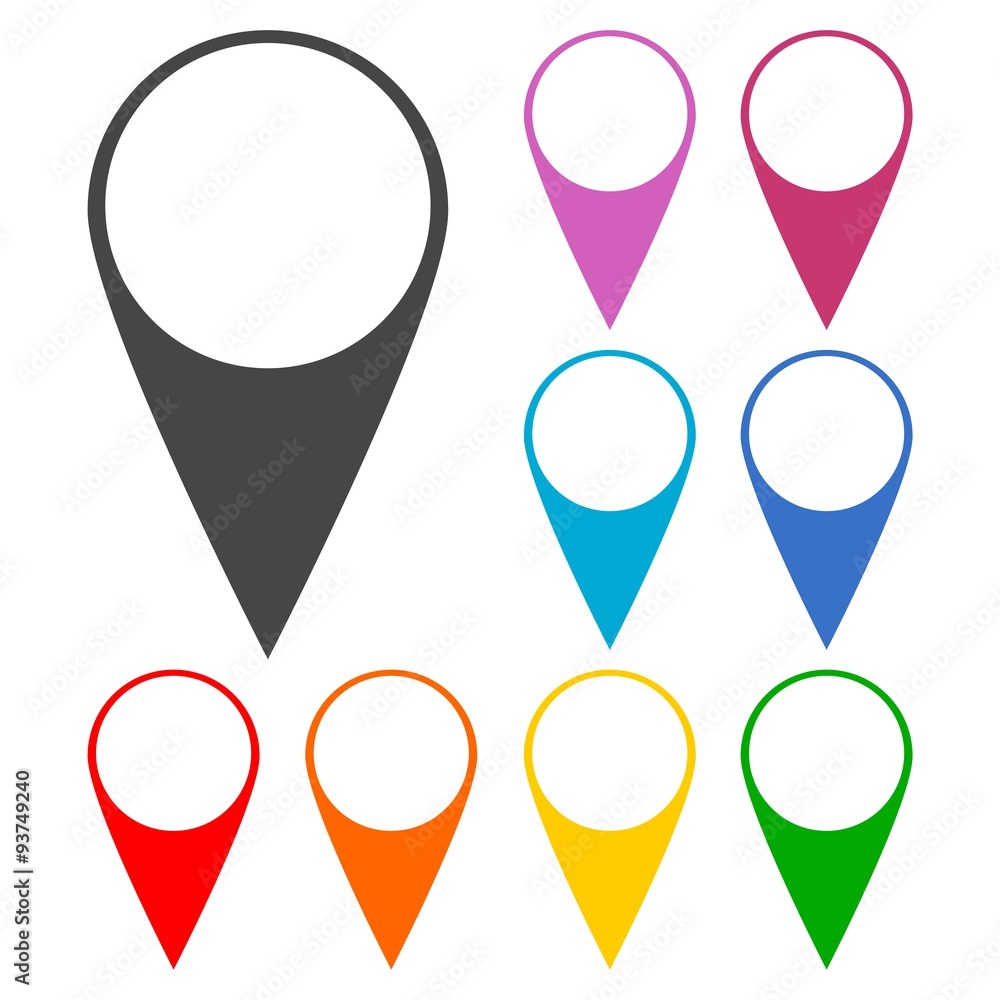 Poster map pointer icons set